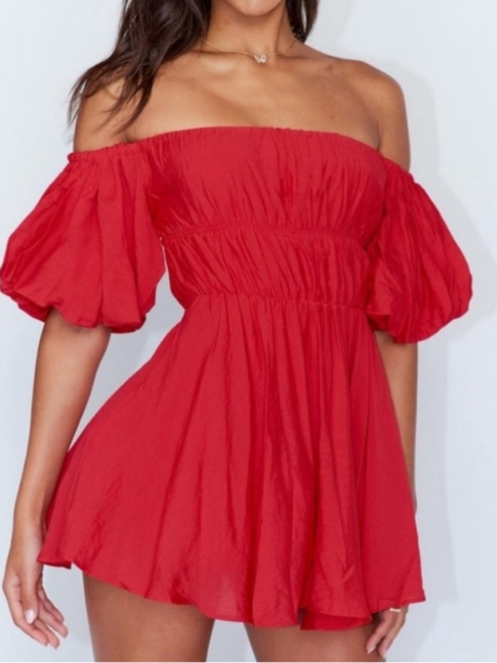 Princess Polly Red Puff-Sleeve Mini Dress